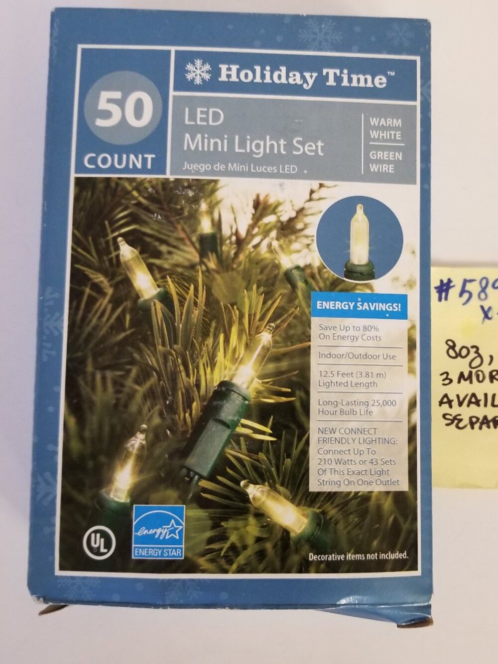 ✅ Holiday Time 50 LED Mini Light Warm White Green Wire Indoor Outdoor Christmas